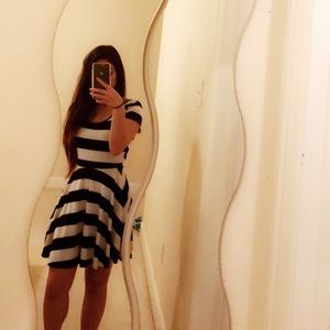 Cute Black and White Striped Dress